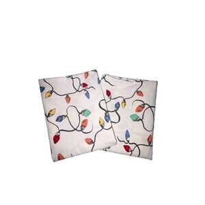 Pottery Barn Holiday Christmas String Lights Standard Size Pillow Cases Set Of 2